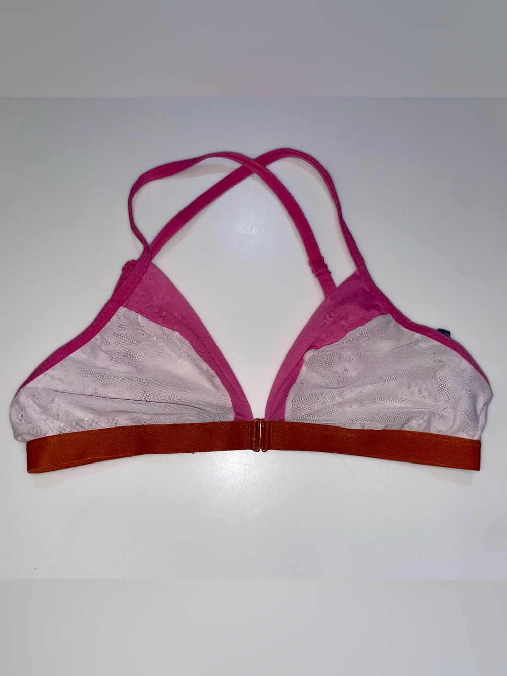 aerie Pink Triangle Bralette with Rust Elastic Band